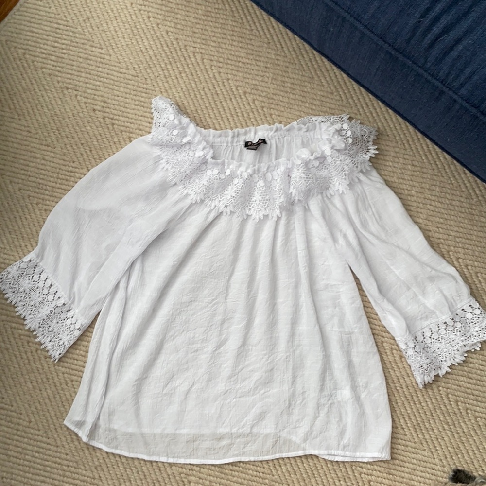 White Blouse with crochet like detail